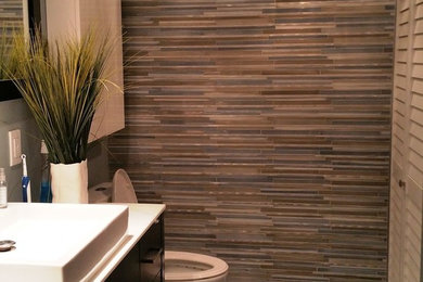 accent glass mosaic tile bathroom update
