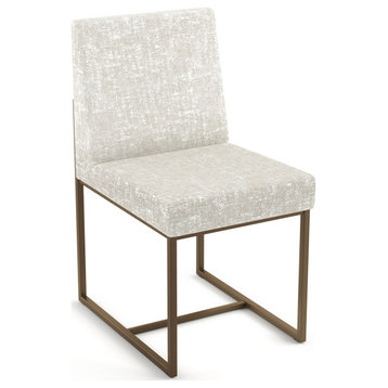 Amisco Derry Dining Chair, Sheep White and Cream Chenille Fabric/Bronze Metal