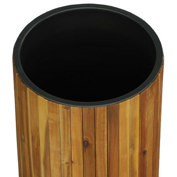 Groot Acacia Wood Round Planter for Gardening in Natural Brown