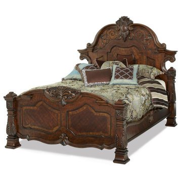 Aico Amini Windsor Court Queen Mansion Bed in Vintage Fruitwood