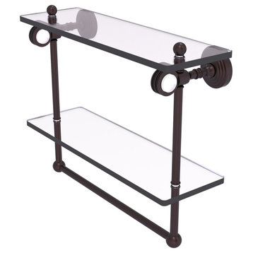 Pacific Grove 16" Double Dotted Glass Shelf and Towel Bar, Antique Bronze