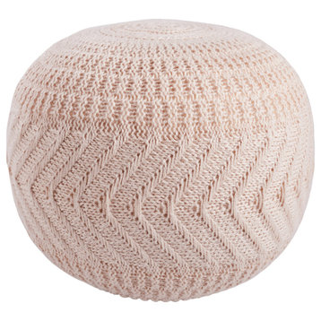 Vibe by Lucille Solid Light Blush Round Pouf