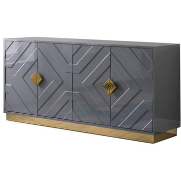 Best Master Furniture Babatunde 65" Wood Sideboard with Gold Accents in Gray