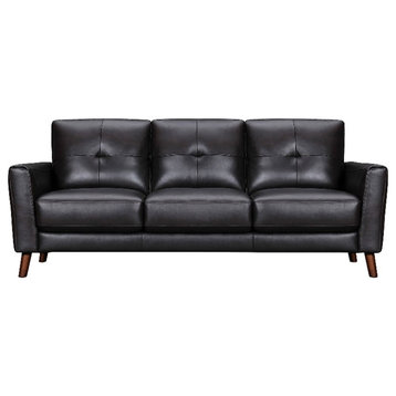 Armen Living Almafi 82" Upholstered Modern Leather Sofa in Brown