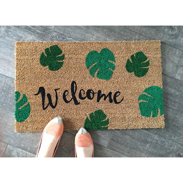 Hand Painted "Palm Leaves" Welcome Mat