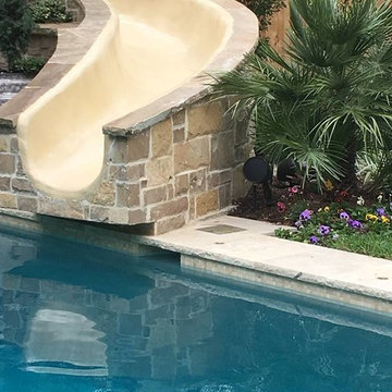 Landscape speaker with in-ground subwoofer.