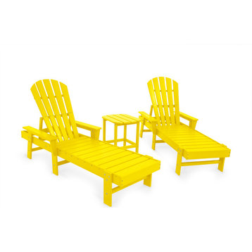 POLYWOOD South Beach Chaise 3-Piece Set, Lemon