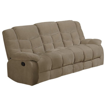 Sunset Trading Heaven on Earth Traditional Fabric Reclining Sofa in Tan