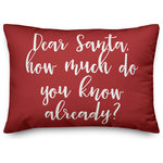 Designs Direct Creative Group - Dear Santa, Red 14x20 Lumbar Pillow - Decorate for Christmas with this holiday-themed pillow. Digitally printed on demand, this  design displays vibrant colors. The result is a beautiful accent piece that will make you the envy of the neighborhood this winter season.