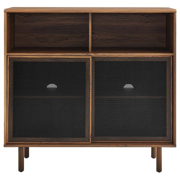 Modway Kurtis 47" MDF and Particleboard Display Cabinet in Walnut