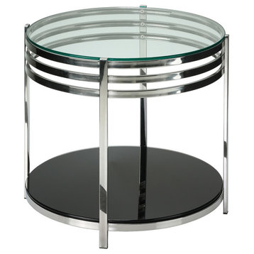Lavia Contemporary Two Tier Round Glass End Table