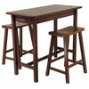 Winsome Wood 3-Piece Kitchen Island Set, Table With 2-Drawer And Saddle Stools