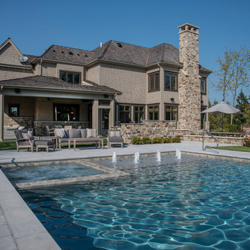 Bannockburn, IL Swimming Pool with Inside Hot Tub and Automatic Cover