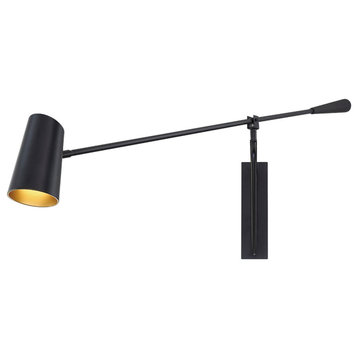 Stylus 1 Light Swing Arm or Wall Lamp, Black
