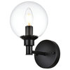 1 Light Black And Clear Bath Sconce
