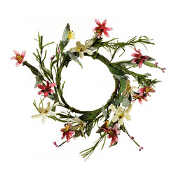 Shea's Wildflower - 4.5" Tweedia Ring, Cream & Pink - Wreaths And Garlands