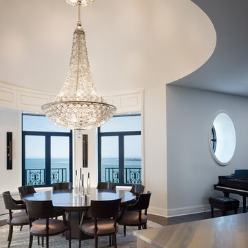 Goethe Street Residence - rotunda dining room overlooking Lake Michigan