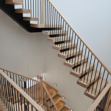 Project #124 | Contemporary Red Oak and Steel Staircase