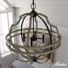 25" Stone Creek French Oak/Rustic Iron 8 Light Pendant Ceiling Light Fixture
