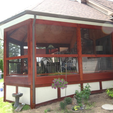 Clifton Park Timberwick Mahogony & Cedar  Screened Porch Pregola addition