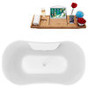 60" Streamline N100BNK-WH Soaking Clawfoot Tub and Tray With External Drain