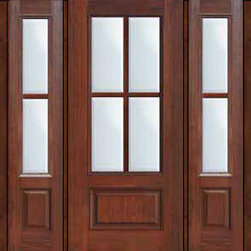 Prehung French Side lights Door 80 Fiberglass 3/4 Lite 4 Lite - Patio Doors