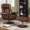 Serta Recliner and Ottoman in Brown Top Grain Leather