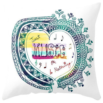 Love Of Music In Decorative Boho Heart Pillow Cover