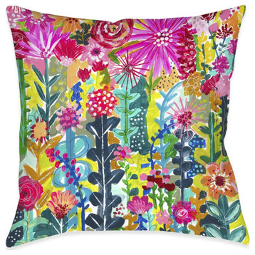 Vivid Floral Cluster Outdoor Pillow, 18"x18"
