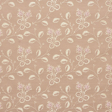Gold And Pink, Floral Brocade Upholstery Fabric By The Yard