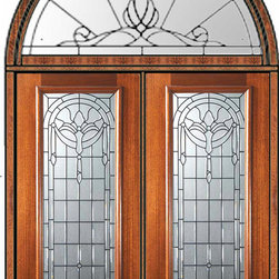 Prehung Transom Double Door 80 Mahogany Palacio Full Lite Glass - Front Doors