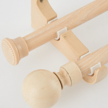 Wood Finish Single/Double Luxury Curtain Rods With Brackets