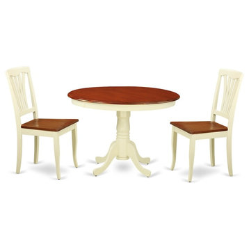 3-Piece Set With a Round Small Table and 2 Wood Dinette Chairs