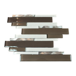 Silver Land Brown Glass and Marble Aliminum Stone Glass Mosaic Tile Random Z Pat - Home Accessories & Decor