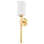 Hudson Valley Lighting - Brewster 1 Light Wall Sconce, Aged Brass - The definition of well-made, modern style, Brewster combines clean lines, a slim profile and monochromatic metal finishes with thoughtful details that give the piece its tailored look. As the metal stem transitions from smooth to flat, a pair of faux nail heads give it a handcrafted, jewelry-inspired feel. Available in Aged Brass, Old Bronze, and Polished Nickel.