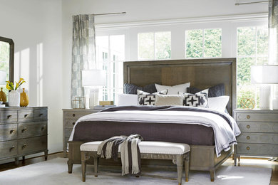 Mid-sized transitional master dark wood floor and brown floor bedroom photo in Philadelphia with white walls and no fireplace