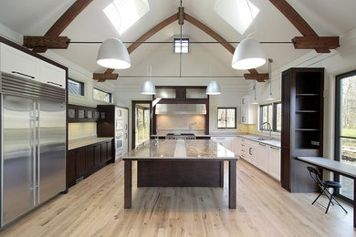 This is an example of a modern kitchen in Manchester.