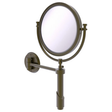 Tribecca Wall-Mount Makeup Mirror 8" Dia, 2X Magnification, Antique Brass