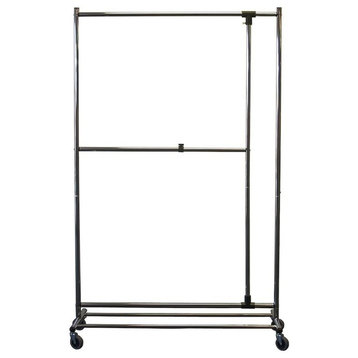 Adjustable Garment Rack, Chrome Finish With Casters