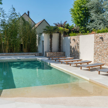 Réalisation d'une piscine rectangulaire en région Parisienne