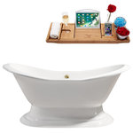 Streamline - 72" Cast Iron R5200GLD Soaking freestanding Tub and Tray With External Drain - Relax in this cast iron Streamline 72" glossy white traditional freestanding bathtub. This freestanding tub has an external polished gold colored drain and can hold up to 55.5 gallons of water.