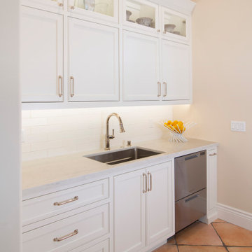 Transitional Butler's Pantry Remodel Includes a Sink and Wine Refrigerator