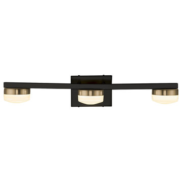 Fusion Puck 3-Light LED Bath Bar, Matte Black