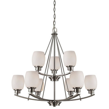 Thomas Lighting Casual Mission 9 Light Chandelier In Brushed Nickel