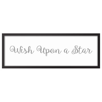 Wish Upon A Star 12"x36" Black Framed Canvas, Gray