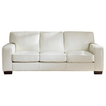 Kimberlly Leather Craft Sofa, Ivory White
