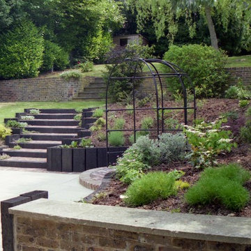 Wooden steps introduced to transition garden