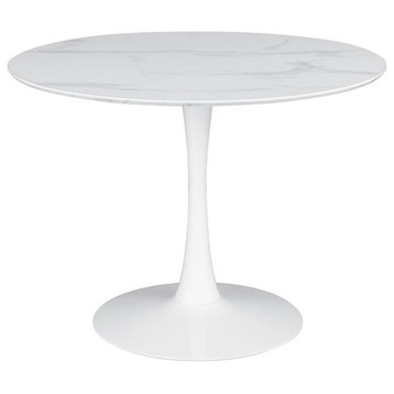 Pemberly Row 40" Round Pedestal Dining Table in White Finish
