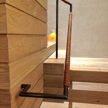 Overlapped Leather wrapped handrail