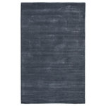 Jaipur - Jaipur Living Basis Handmade Solid Dark Blue Area Rug 9'X12' - This sleek hand-loomed area rug boasts a lustrous dark blue colorway with texture-rich stripes creating a ridged high-low feel. In a soft combination of wool and viscose, this versatile accent lends a rich tone to modern homes.